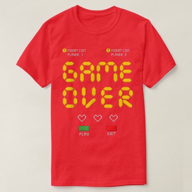 Retro Arcade Game Over Graphic Tee Unise Adults Ki (Design framsida)