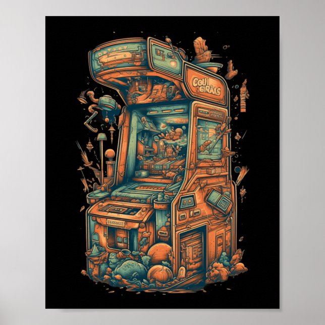 Retro Arcade Gamer Clic Gaming Arcade Maskin Poster (Framsidan)