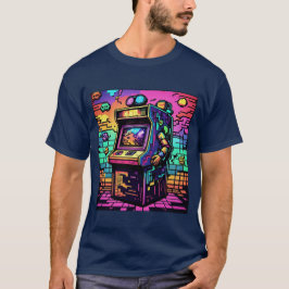Retro Arcade Gamer T-Shirt 80s Neon Aesthetic Px