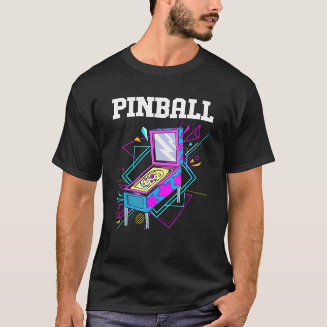 Retro Arcade Games Vintage Pinball T Shirt (Framsida)