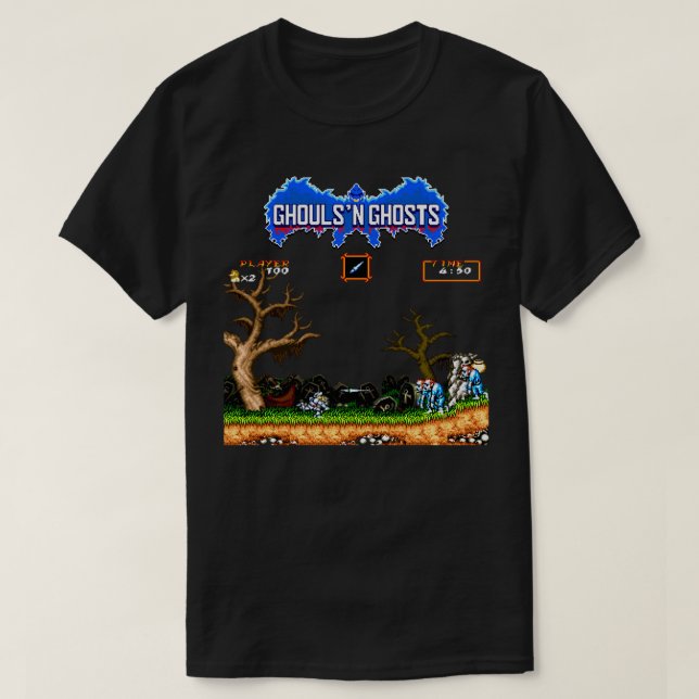 RETRO ARCADE Ghouls n Spöken PIXEL ART T Shirt (Design framsida)