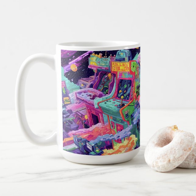 Retro Arcade Machines in Space Kaffemugg (Med munk)