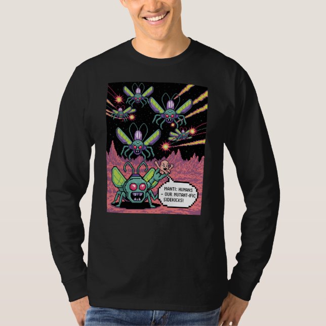 Retro Arcade Manti Aliens Pixel Art - Funny Defend T Shirt (Framsida)