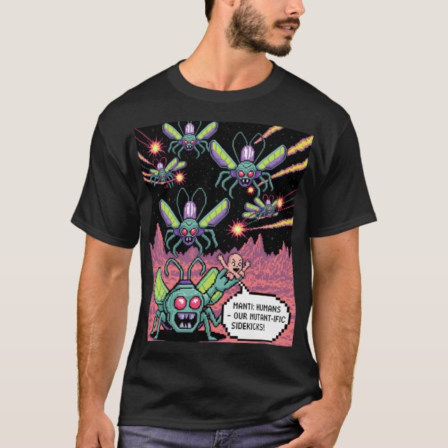 Retro Arcade Manti Aliens Pixel Art - Funny Defend T Shirt (Framsida)