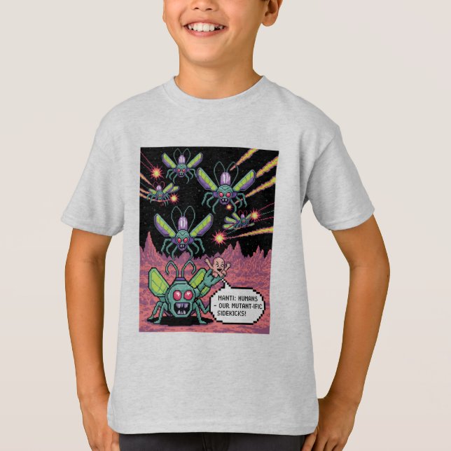 Retro Arcade Manti Aliens Pixel Art - Funny Defend T Shirt (Framsida)