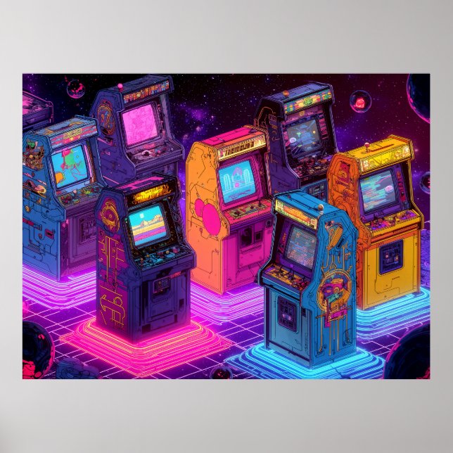 Retro Arcade Maskiner Poster (Framsidan)