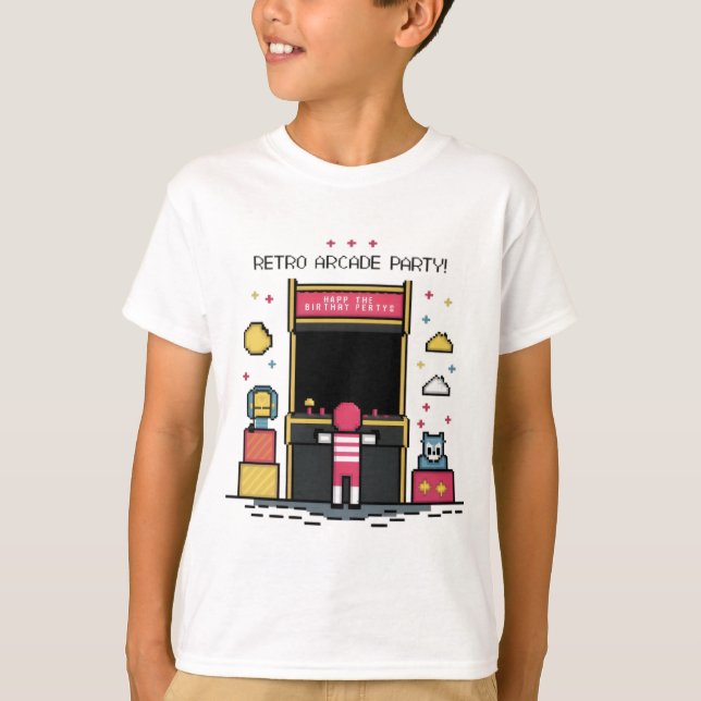 Retro Arcade Party T Shirt (Framsida)