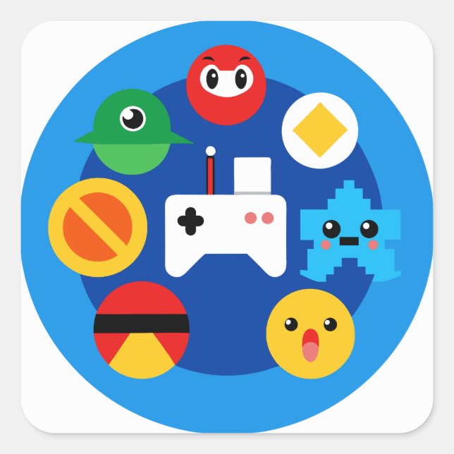 Retro Arcade-Roligt Fyrkantigt Klistermärke (Framsida)