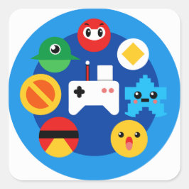 Retro Arcade-Roligt Fyrkantigt Klistermärke