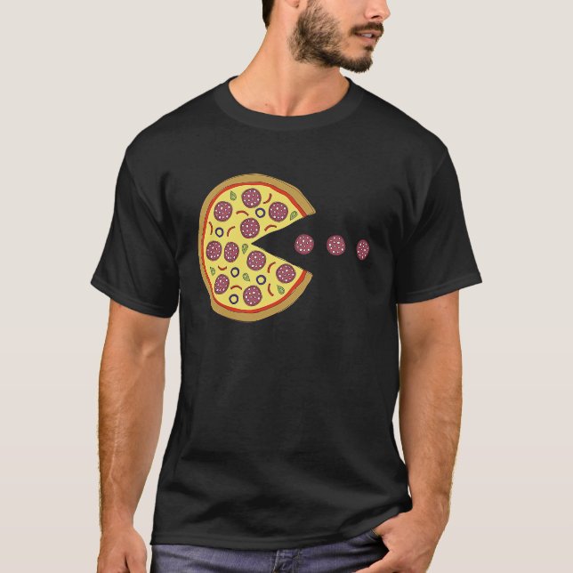 Retro Arcade-spelet Pizza Salami Classic Videogam T Shirt (Framsida)