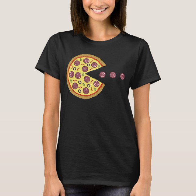 Retro Arcade-spelet Pizza Salami Classic Videogam T Shirt (Framsida)