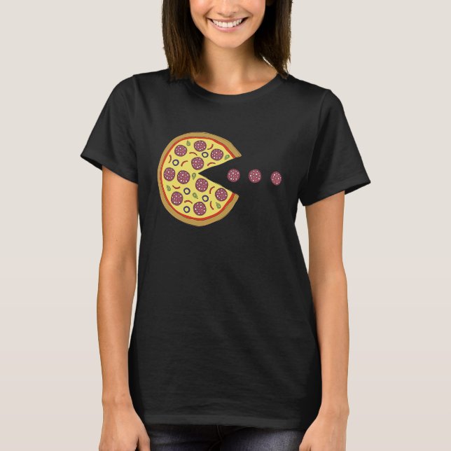 Retro Arcade-spelet Pizza Salami Classic Videogam T Shirt (Framsida)
