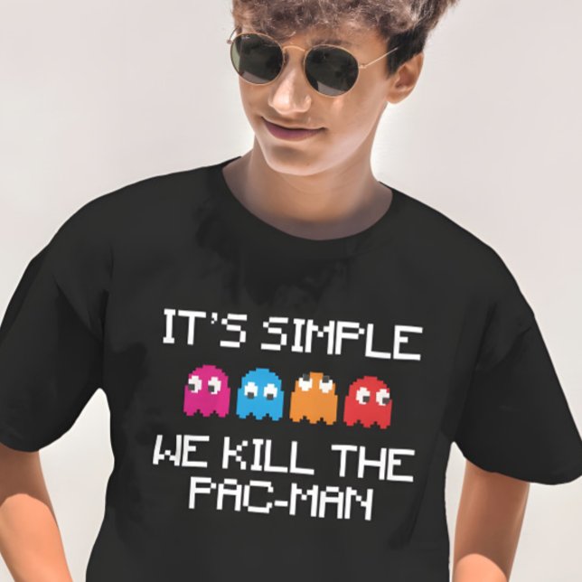 Retro Arcade-visning av teve T Shirt (Retro gamer t-shirt – funny “We kill the Pac-Man” design for 80s arcade and geek humor fans)