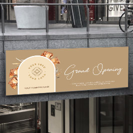 Retro Arch Flower Business Logotyp Grand Open