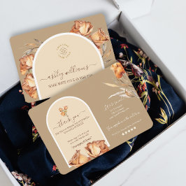 Retro Arch Flower Business Tack Rabatt Card Inbjudningar