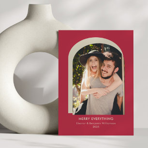 Retro Arch God Jul Allt Rött Foto Julkort