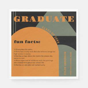 Retro Arch Grönt & Orange Roligt Facts Studenten Pappersservett
