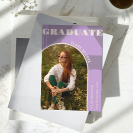 Retro Arch Lila Photo Studenten annons Inbjudningar