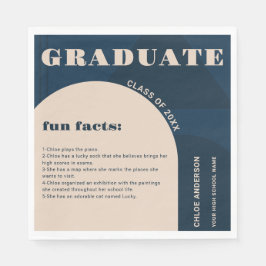 Retro Arch Navy Blue Roligt Facts Studenten Pappersservett