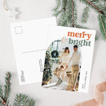 Retro Arch Photo Merry & Bright Helgdag Card