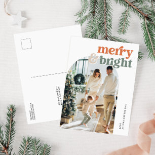 Retro Arch Photo Merry & Bright Helgdag Card Helg Vykort