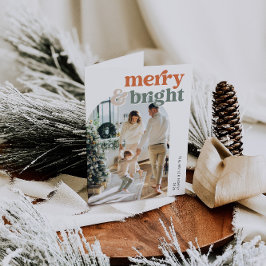 Retro Arch Photo Merry & Bright Helgdag Card Helgkort