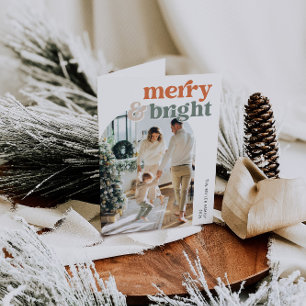 Retro Arch Photo Merry & Bright Helgdag Card Helgkort