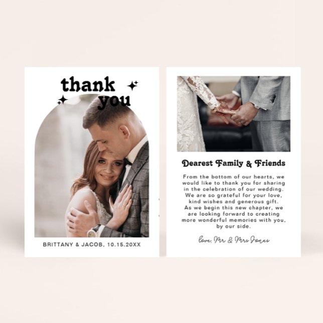 Retro Arch Photo Message Bröllop Tack Kort (Skapare uppladdad)