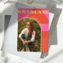 Retro Arch Rosa & Orange Photo Grad-meddelande