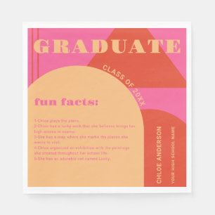 Retro Arch Rosa & Orange Roligt Facts Studenten Pappersservett