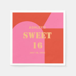 Retro Arch Rosa & Orange Sweet 16 Birthday Pappersservett