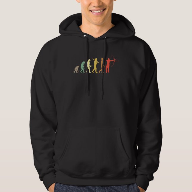 Retro Archery Evolution Gift for Archers & Bowmen Hoodie (Framsida)