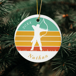 Retro Archery Theme Bow Arrows Archers Namn datera Julgransprydnad Keramik