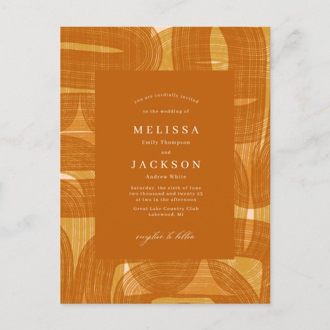 Retro Arches and Bends and Linjer Gult Bröllop in  Vykort (Framsida)