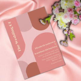 Retro Arches Coral Rosa Bröllop Inbjudningar