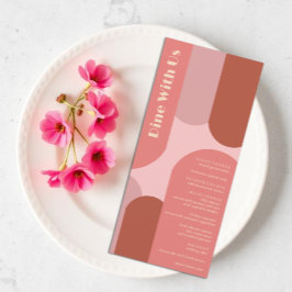 Retro Arches Coral Rosa Bröllop Meny