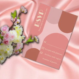 Retro Arches Coral Rosa Bröllop OSA Kort