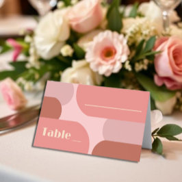 Retro Arches Coral Rosa Bröllop Placeringskort