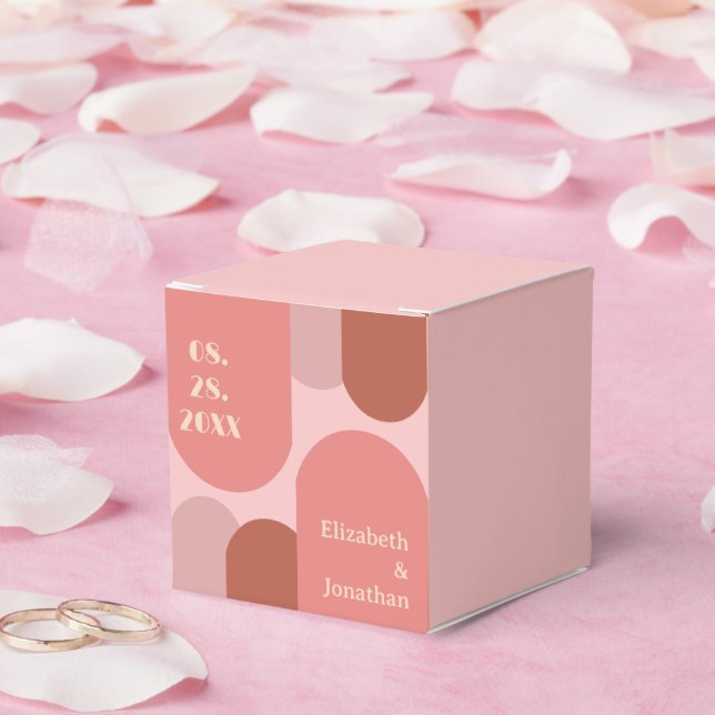 Retro Arches Coral Rosa Bröllop Presentaskar (Bröllop)