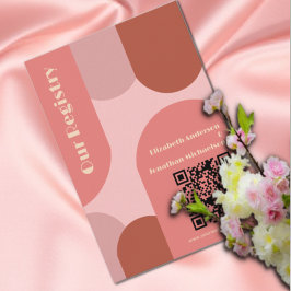 Retro Arches Coral Rosa Bröllop register Tilläggskort