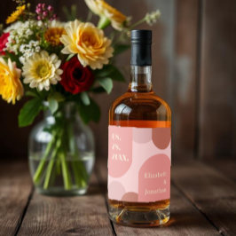 Retro Arches Coral Rosa Bröllop Spritflaskor Etikett