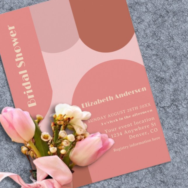 Retro Arches Coral Rosa Möhippa Inbjudningar (Skapare uppladdad)