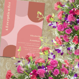 Retro Arches Coral Rosa Wedding Reception Tilläggskort