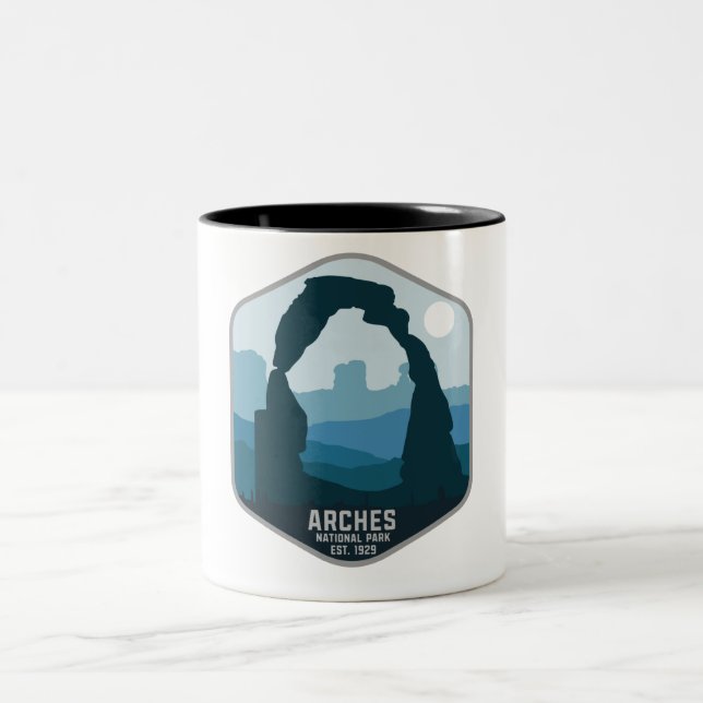 Retro Arches National Park Utah Souvenir 80s Stil Två-Tonad Mugg (Center)