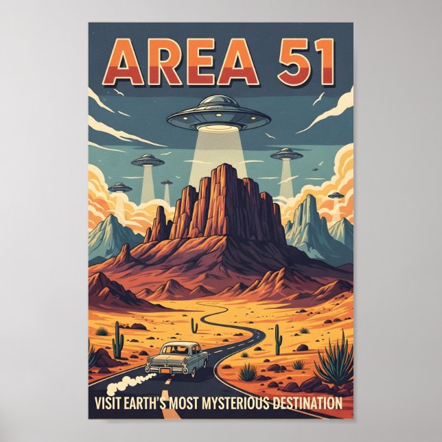 Retro Area 51 Road Trip Poster (Framsidan)