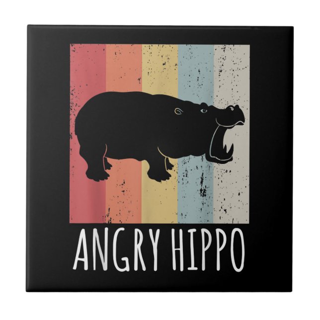 Retro Arg Hippo - Vintage Hippopotamus Kakelplatta (Framsidan)