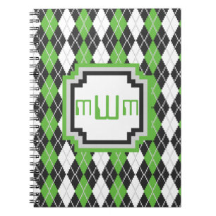 Retro Argyle bärbar dator Anteckningsbok Med Spiral