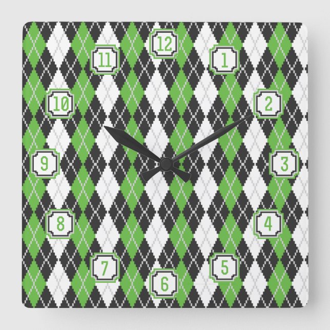 Retro Argyle-klocka Fyrkantig Klocka (Framsida)