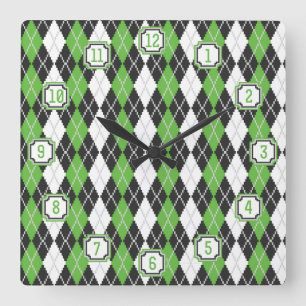 Retro Argyle-klocka Fyrkantig Klocka