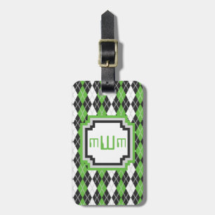 Retro Argyle Luggage Tag Bagagebricka